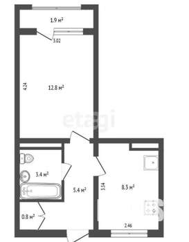 1-к квартира, вторичка, 31м2, 4/5 этаж