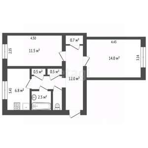 2-к квартира, вторичка, 50м2, 1/2 этаж