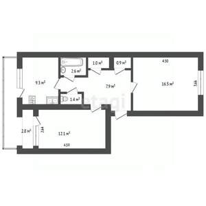 2-к квартира, вторичка, 55м2, 5/5 этаж