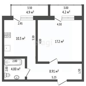 1-к квартира, вторичка, 45м2, 2/5 этаж