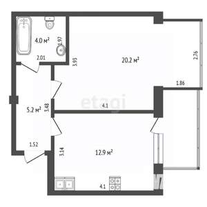 1-к квартира, вторичка, 46м2, 3/7 этаж