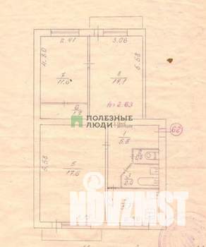 3-к квартира, вторичка, 66м2, 3/5 этаж