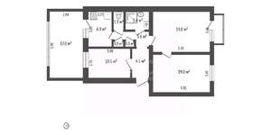 3-к квартира, вторичка, 87м2, 2/2 этаж
