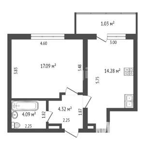 1-к квартира, вторичка, 41м2, 1/11 этаж