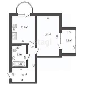 1-к квартира, вторичка, 39м2, 3/6 этаж