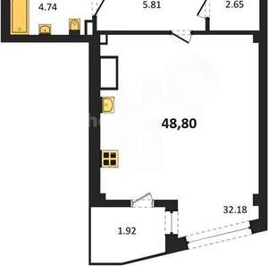 Студия квартира, вторичка, 49м2, 3/5 этаж