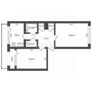 2-к квартира, вторичка, 53м2, 4/5 этаж