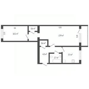 2-к квартира, вторичка, 43м2, 3/5 этаж