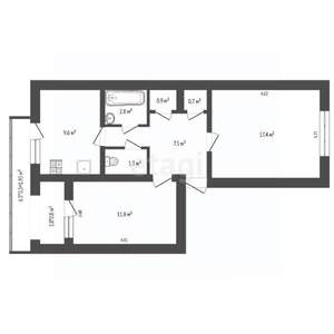 2-к квартира, вторичка, 55м2, 4/5 этаж