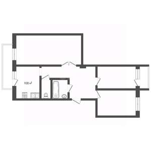 3-к квартира, вторичка, 68м2, 3/5 этаж