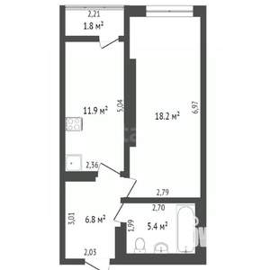 1-к квартира, вторичка, 44м2, 2/11 этаж