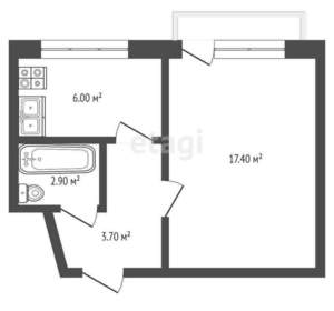 1-к квартира, вторичка, 33м2, 5/5 этаж