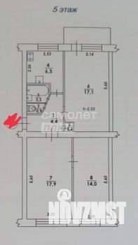 3-к квартира, вторичка, 63м2, 5/5 этаж