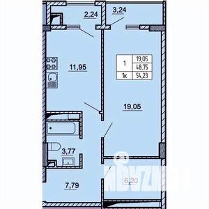 1-к квартира, вторичка, 54м2, 9/10 этаж