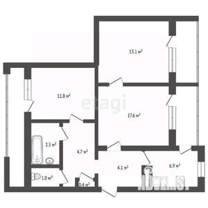 3-к квартира, вторичка, 70м2, 8/9 этаж