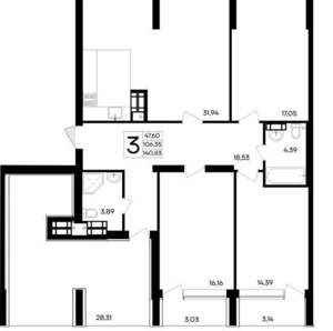 3-к квартира, вторичка, 83м2, 3/9 этаж