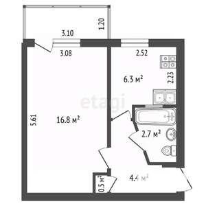 1-к квартира, вторичка, 32м2, 2/5 этаж