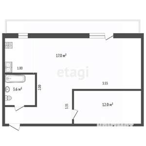 1-к квартира, вторичка, 52м2, 6/7 этаж