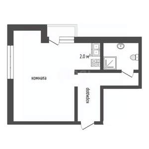 1-к квартира, вторичка, 30м2, 2/6 этаж