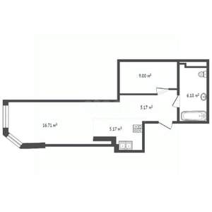 1-к квартира, вторичка, 42м2, 5/16 этаж