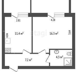 1-к квартира, вторичка, 47м2, 6/1 этаж
