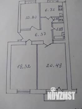 3-к квартира, вторичка, 69м2, 2/2 этаж