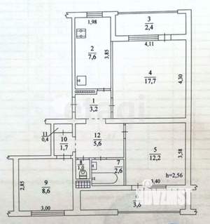 3-к квартира, вторичка, 61м2, 8/9 этаж