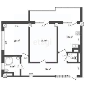 2-к квартира, сданный дом, 74м2, 6/10 этаж