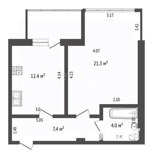 1-к квартира, вторичка, 45м2, 2/7 этаж