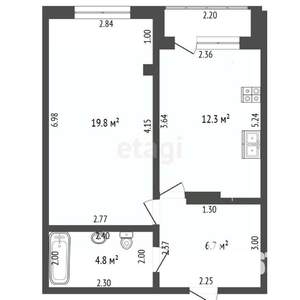 1-к квартира, вторичка, 43м2, 10/11 этаж