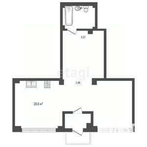 1-к квартира, вторичка, 57м2, 1/5 этаж