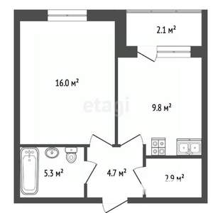 1-к квартира, вторичка, 38м2, 6/9 этаж