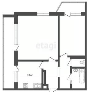 2-к квартира, вторичка, 47м2, 1/12 этаж