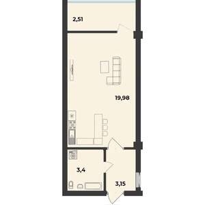 Студия квартира, строящийся дом, 29м2, 9/10 этаж