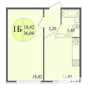 1-к квартира, вторичка, 36м2, 4/12 этаж