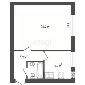 1-к квартира, вторичка, 29м2, 1/2 этаж