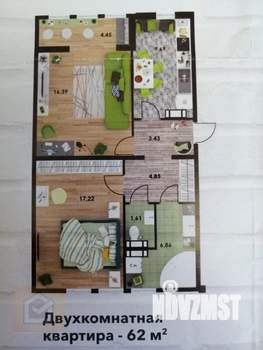 2-к квартира, вторичка, 64м2, 6/10 этаж