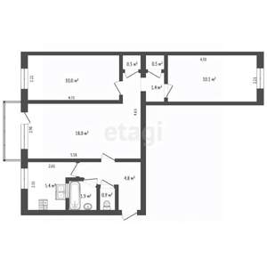 3-к квартира, вторичка, 54м2, 5/5 этаж