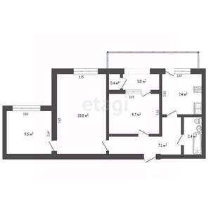 3-к квартира, вторичка, 67м2, 4/5 этаж