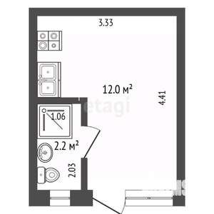 Студия квартира, вторичка, 14м2, 2/2 этаж