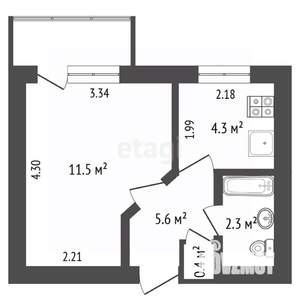 1-к квартира, вторичка, 22м2, 1/5 этаж