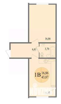 1-к квартира, вторичка, 44м2, 4/10 этаж