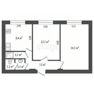 2-к квартира, вторичка, 48м2, 3/5 этаж