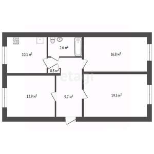 3-к квартира, вторичка, 72м2, 1/2 этаж