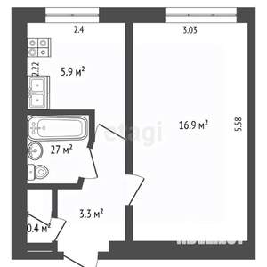 1-к квартира, вторичка, 29м2, 1/5 этаж