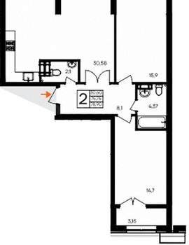 2-к квартира, вторичка, 79м2, 5/9 этаж