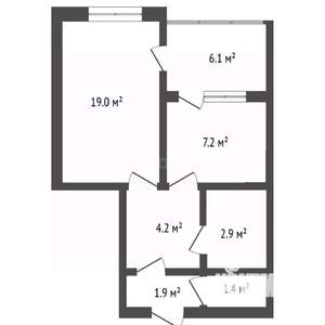 2-к квартира, вторичка, 42м2, 4/5 этаж