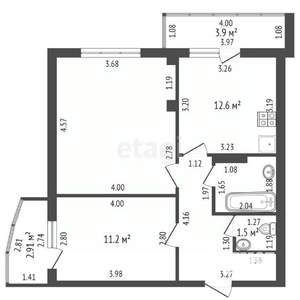 2-к квартира, вторичка, 54м2, 6/9 этаж