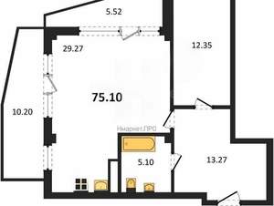1-к квартира, вторичка, 75м2, 1/5 этаж