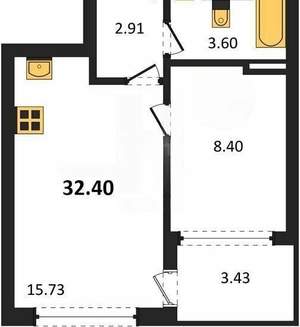 1-к квартира, вторичка, 32м2, 3/5 этаж